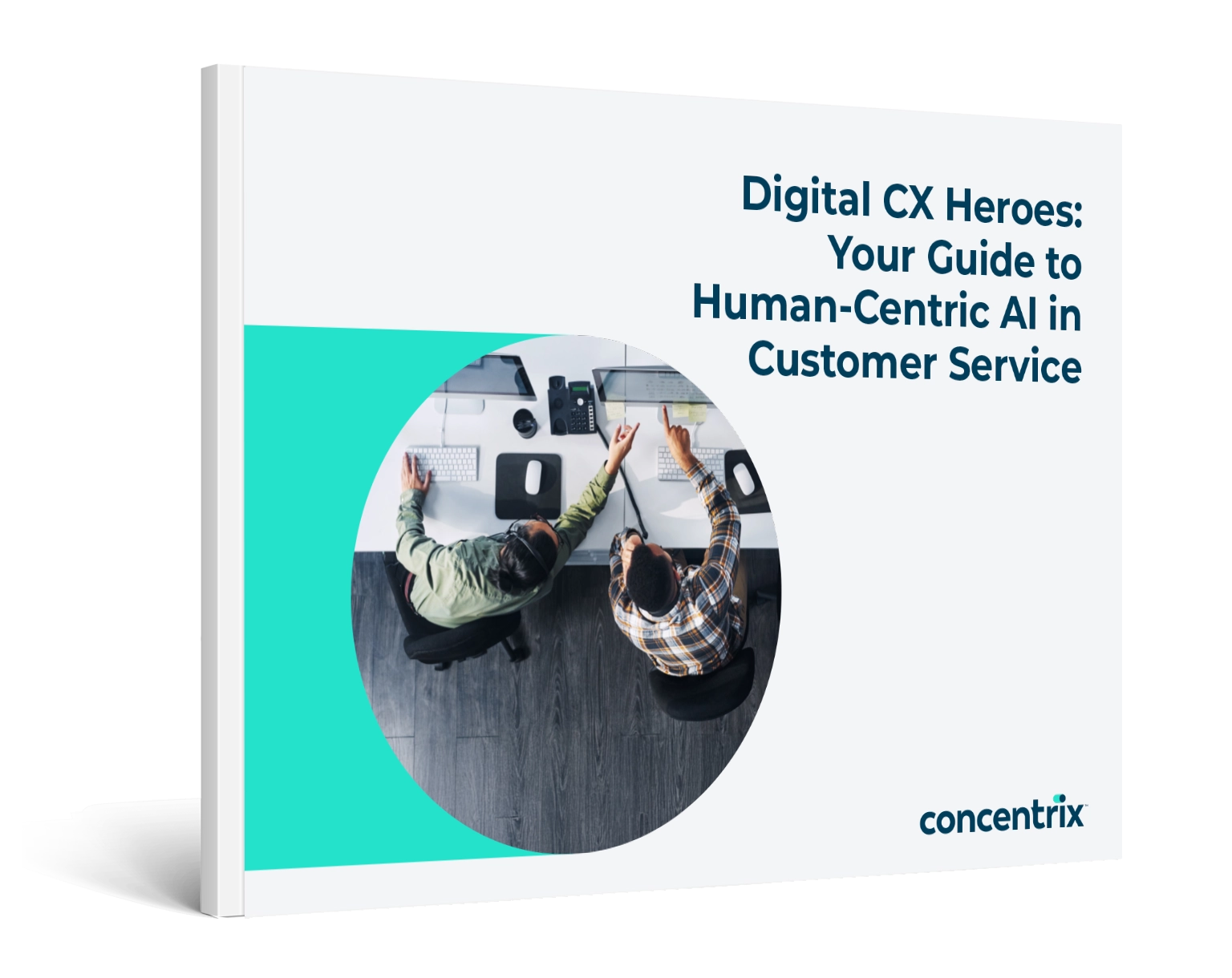 Cover image for “Your Guide to Human-Centric AI in Customer Service” report — modern illustration combining artificial intelligence and customer support themes.